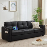 65" W Morden Linen Fabric Sofa Couch w/ 2 USB Charging Ports and Wide Arms