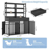 Large Dog Crate Furniture with Storage - 71H x 47W Heavy Duty Indoor Kennel