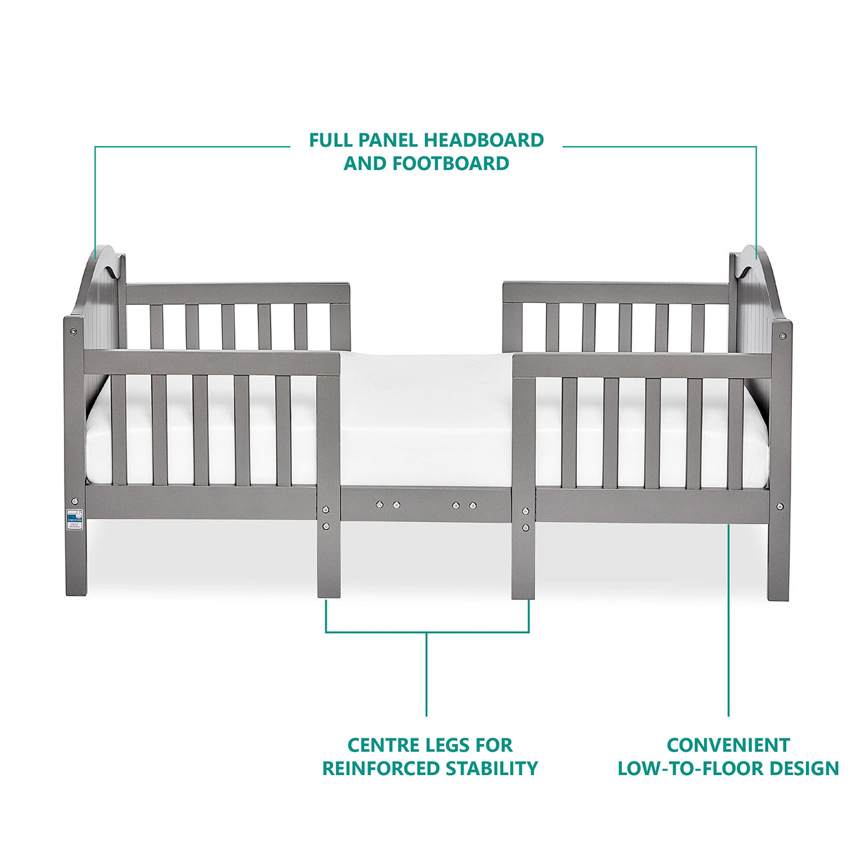 Dream On Me Portland 3 In 1 Convertible Toddler Bed in Steel Grey