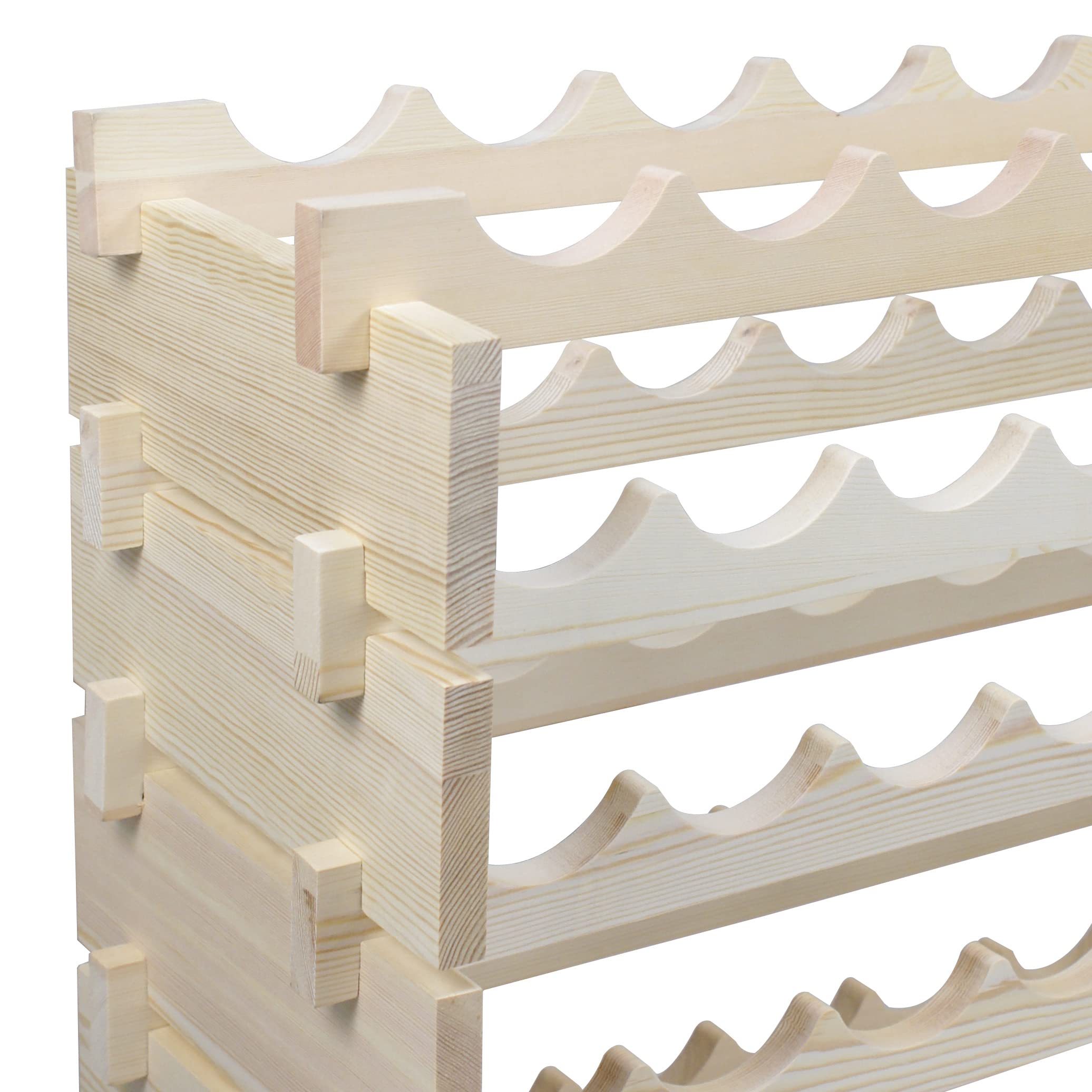 6 Tier Premium Wood Wine Rack Storage Stand 72 Bottles Capacity Stackable Storage