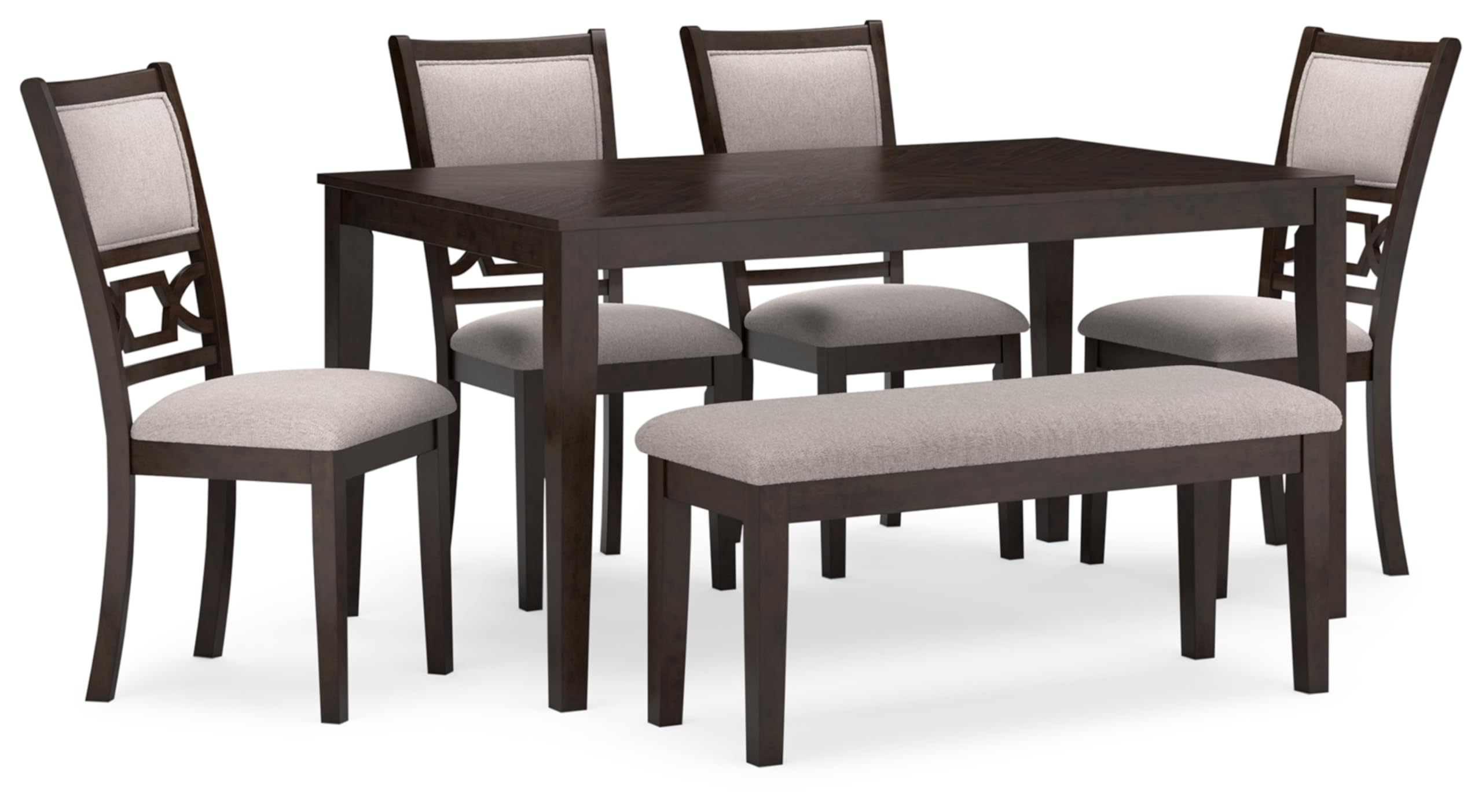 Langwest 6-Piece Dining Room Set with Upholstered Chairs and Bench