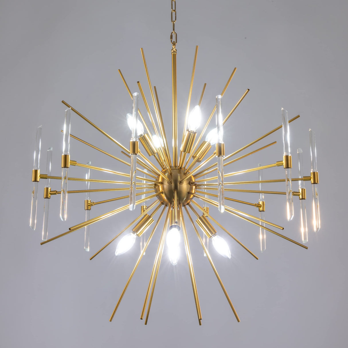 Sputnik Chandelier, 8-Light Crystal Chandelier, 30'' Modern Starburst Chandelier Light