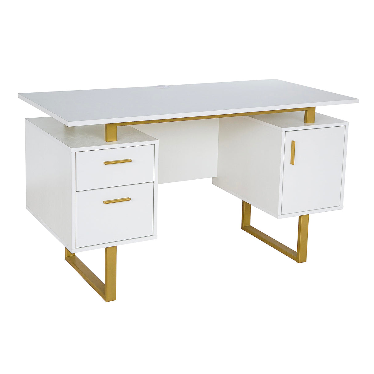 Storage Drawers and Cabinet 51.25” W-Modern Office Large Floating Desktop Surface Desk