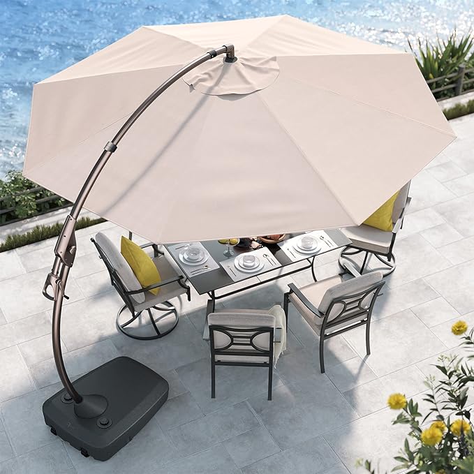 Patio Umbrella with 3 Solar panels, 48 Solar LED Lights