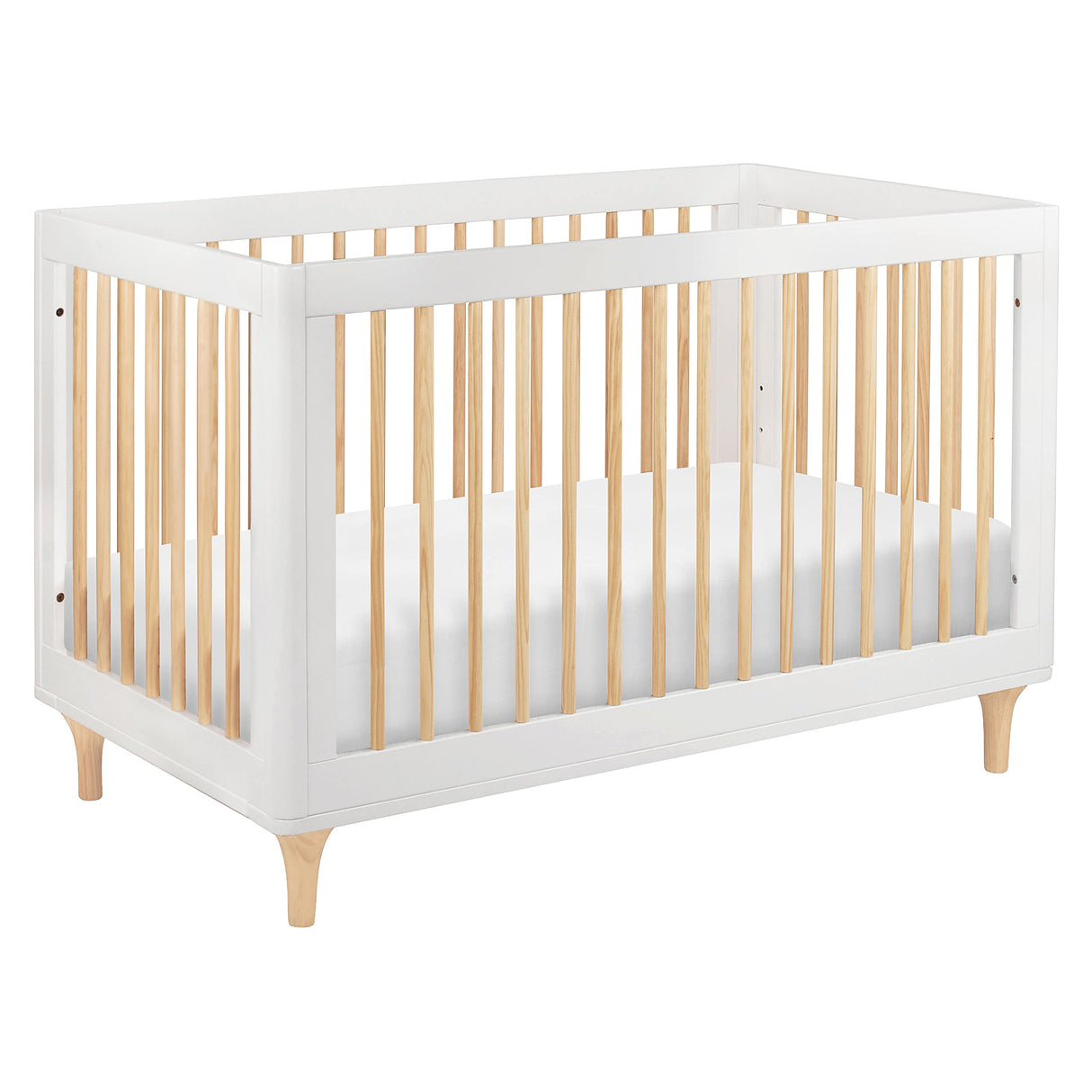 Lolly 3-in-1 Convertible Crib with Toddler Bed Conversion Kit in White and Natural,