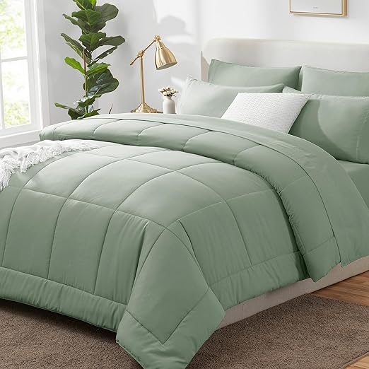White King Comforter Set - 7 Pieces Bed in a Bag Comforter King Size, Bedding