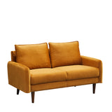 Loveseat Mid-Century Modern Sofa Tufted Couch with Wooden Legs for Living Room - Ginger