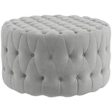 31.5" Round Ottoman, Large Velvet-Feel Upholstered Foot Stool