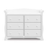 Storkcraft Avalon 6 Drawer Double Dresser (White) – Dresser for Kids Bedroom, Nursery Dresser Organizer, Chest of Drawers for Bedroom with 6 Drawers, Classic Design for Children’s Bedroom