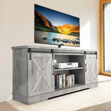 Modern Farmhouse Sliding Barn Door TV Stand, TV Stand for 65 Inch Tv, 59 Inch