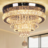 16" Crystal Chandelier 2 Rings Crystal Ceiling Light Fixture Modern Chandelier LED Chandeliers Light Fixture for Dinning