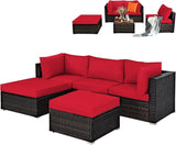 5 Pieces Patio Rattan Furniture Sets, Sectional Sofa Conversation Set