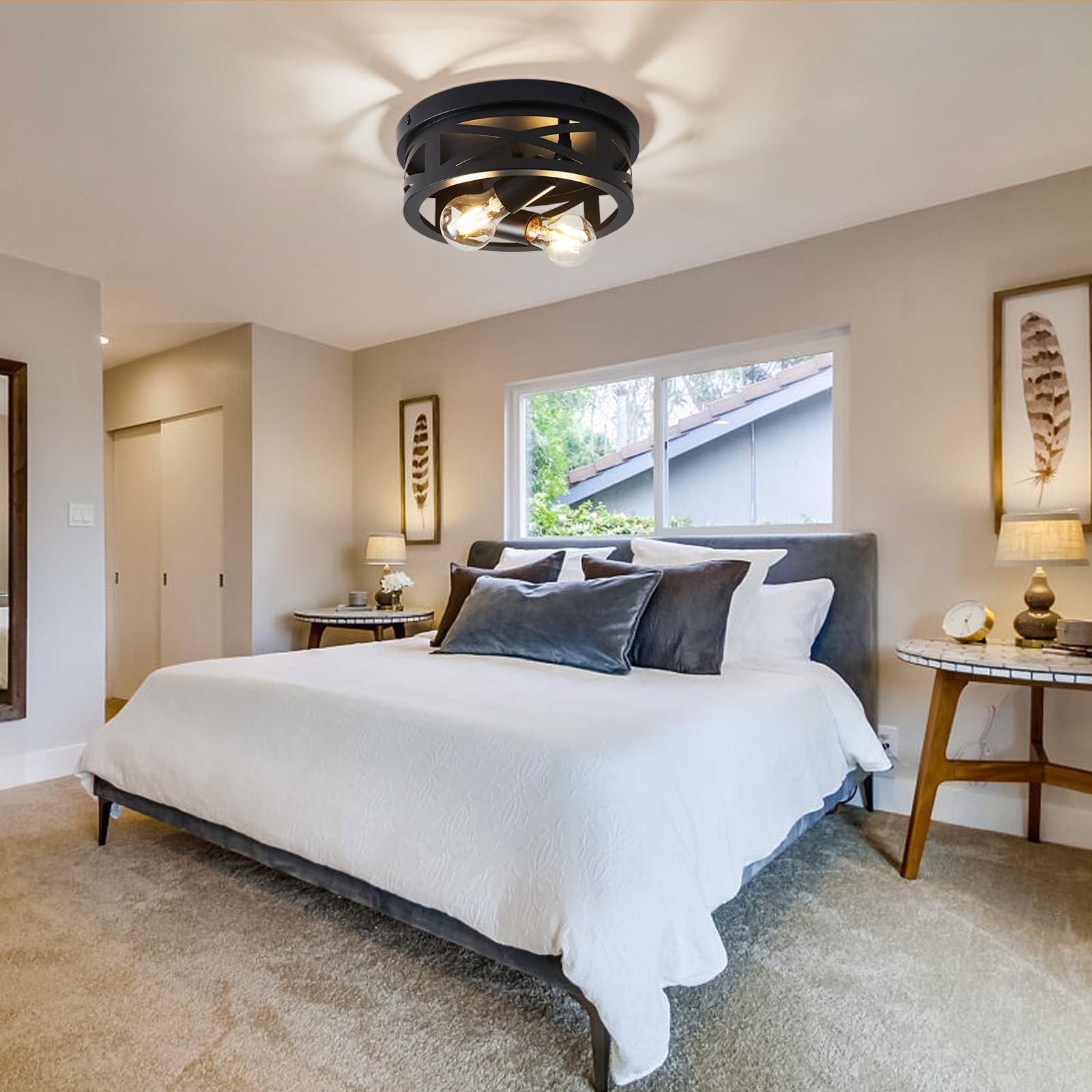 Light Flush Mount Ceiling Light Fixtures, Farmhouse Ceiling Light Fixture, Black Light