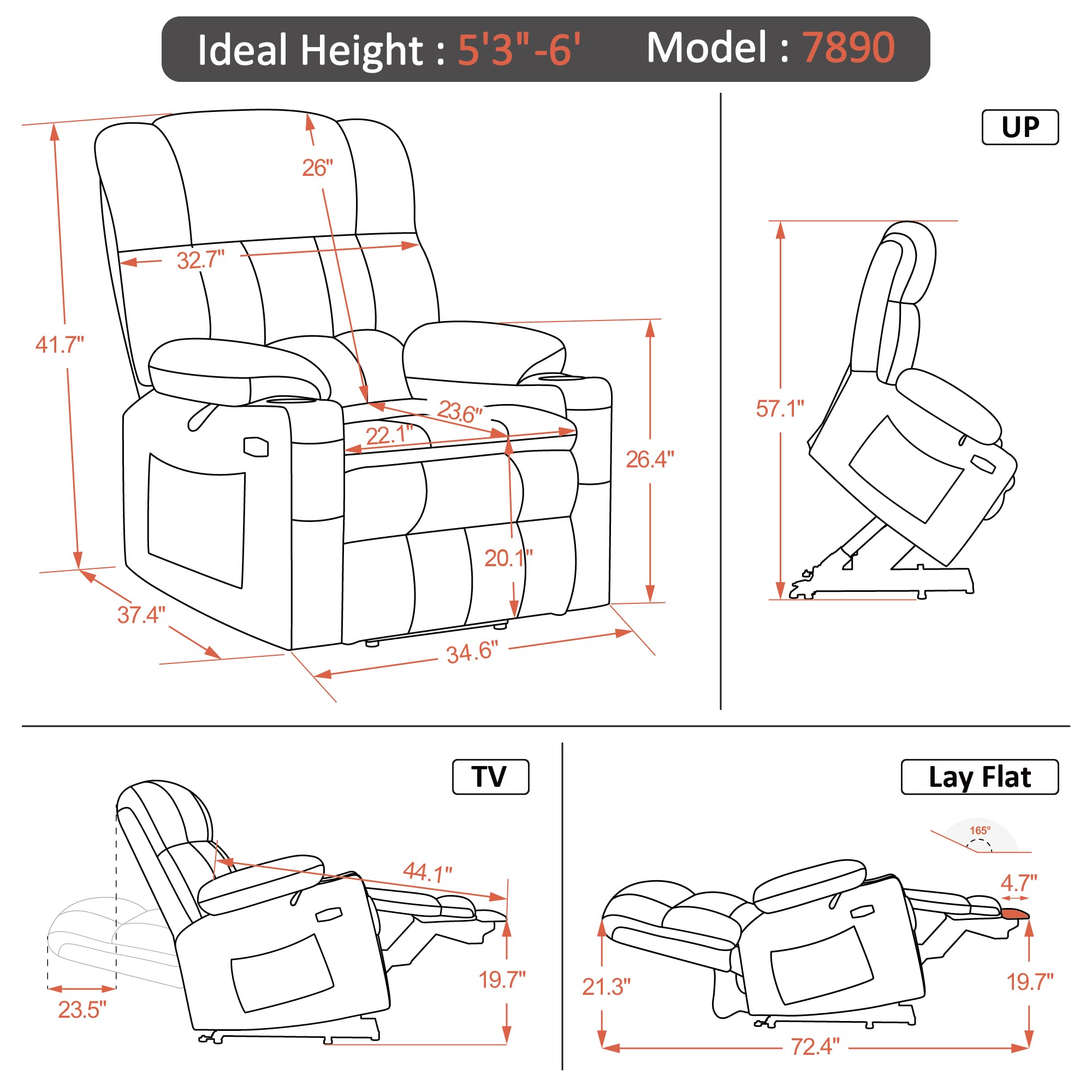 LiftLuxe Dual Motor Power Recliner – Massage, USB & Cup Holders