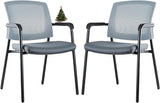 Office Reception Guest Chair Mesh Back Stacking with Ergonomic Lumbar Support