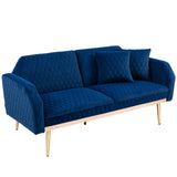 Velvet Loveseat Sofa, Modern Sleeper Sofa Couch with 2 Pillows