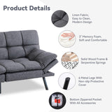 Convertible Futon Sofa Bed Couch,Linen Fabric Memory Foam Futon Couch