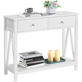 Console Table with Drawer, Wood Entryway Table with Storage Shelves, Sofa Table