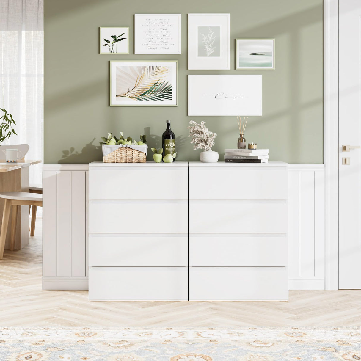 4 Drawer Dresser, White Dresser Modern Storage Chest of Drawers 23.6L x 15.7W x 31.5H in