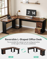 82.67" Long Executive Desk Large L-Shaped Computer Office Desk with 3-Drawer Mobile