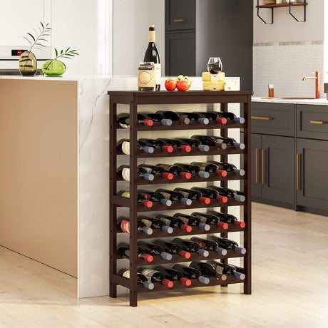 42-Bottle Wine Rack Free Standing Floor, 7-Tier Display Wine Storage Shelves