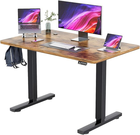 Height Adjustable Electric Standing Desk 55 inch Computer Table, Home Office Workstation, 55in, White Leg/White Top