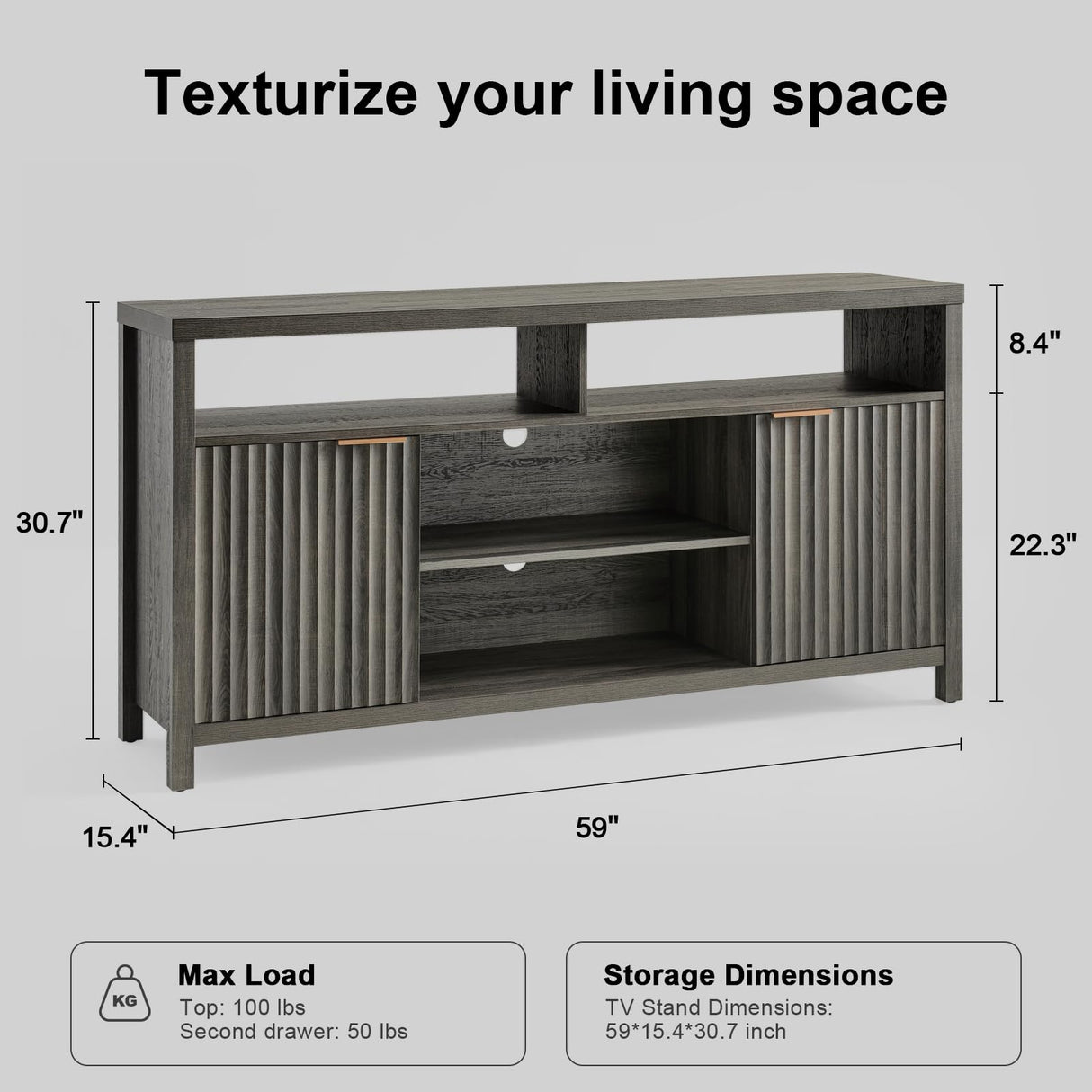 TV Stand for Living Room, Entertainment Center with Storage, Mid Century Modern TV