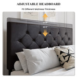 Upholstered Queen Platform Storage Bed Frame with 4 Drawers, Adjustable Headboard