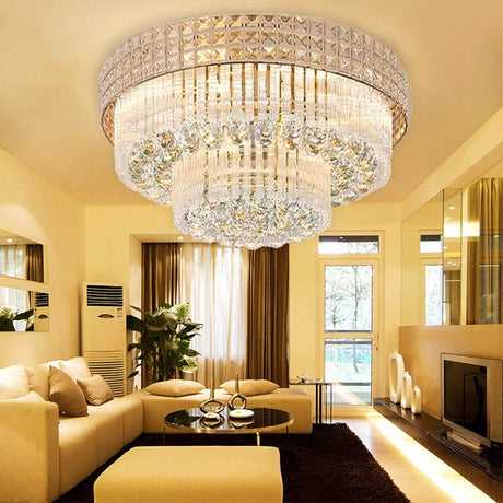 23.6inch Modern K9 Crystal Chandelier Luxury Ceiling Lamp Flush Mount