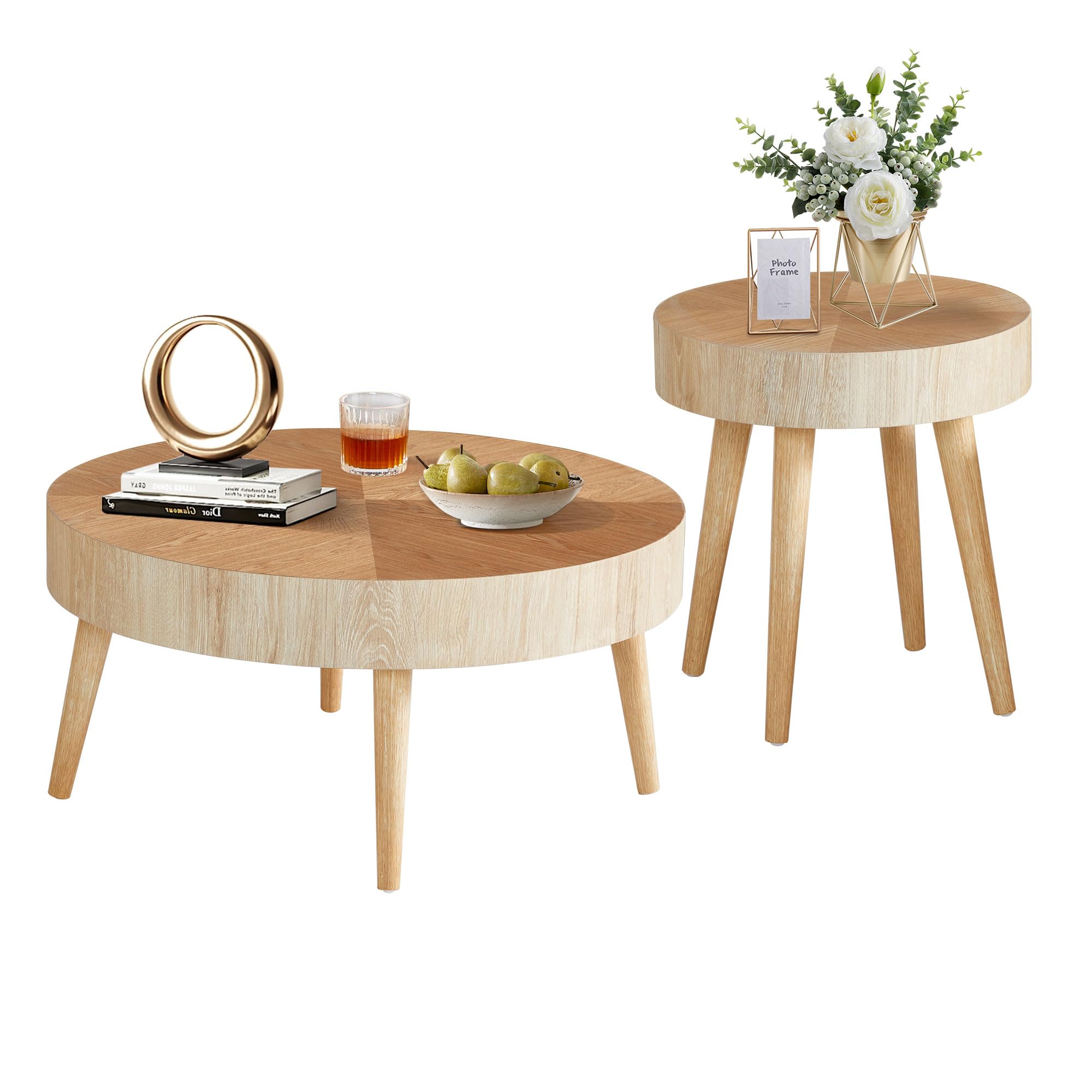2-Piece Modern Farmhouse Living Room Coffee Table Set