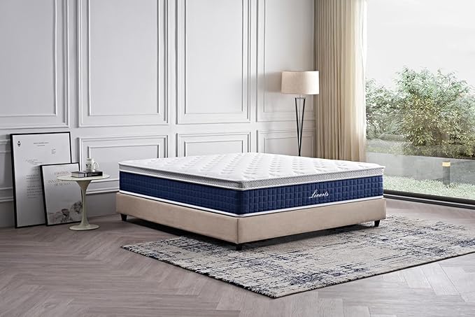 LINARTS Queen Size Mattress, 12 Inch Queen Mattress, High Density Resilience Sponge Mattress, Medium Firm Soft Comfort White Mattress, Relieves Pressure and Pain, Plush Feel with Supportive Structure