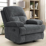 Rocker Recliner Chair for Adults, Manual Glider Chair for Nursery, Reclining Single Sofa Chair for Living Room, Upholstered Fabric Armchair, High Back, Deep Seat, Beige