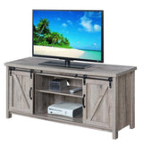 Blake Barn Door TV Stand with Shelves and Sliding Cabinets for TVs up to 60 Inches,