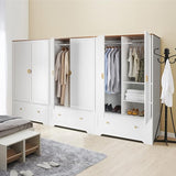 Wide Wardrobe Closet, White Armoire Wardrobe with Hanging Rod