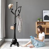 Heavy Duty Coat Rack Freestanding Wood Tree Rack with 8 Hooks, Unique Design Tree