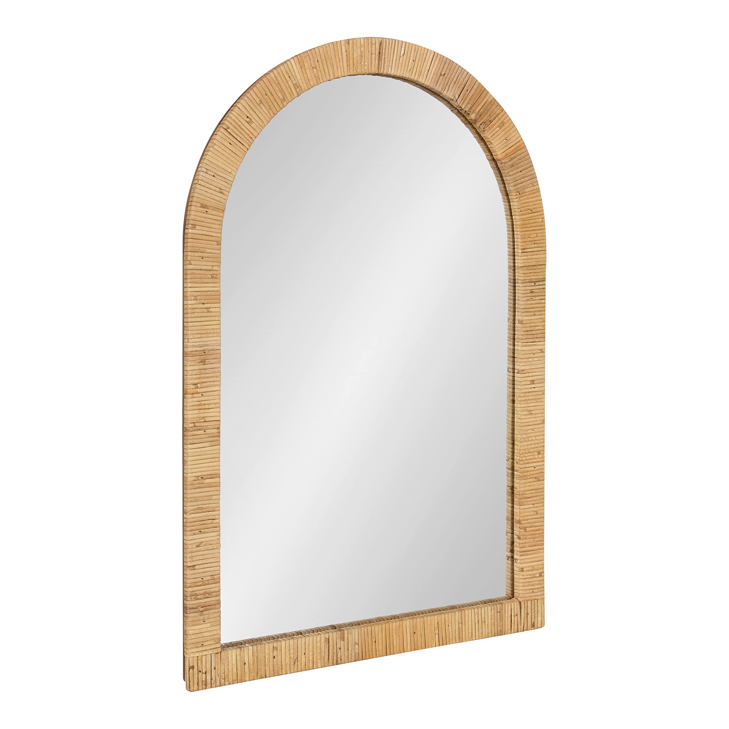 Rahfy Boho Arch Rattan Mirror, Natural Wood, Decorative Wooden Mirror