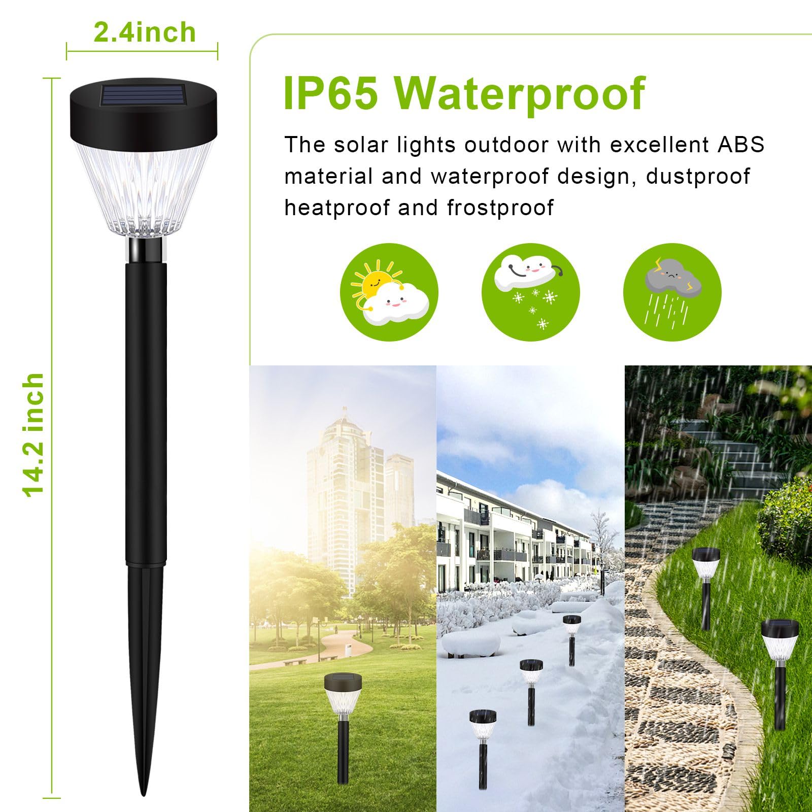 Solar Pathway Lights Waterproof: 8Pack Solar Lights Outdoor Garden Lights Auto On/Off