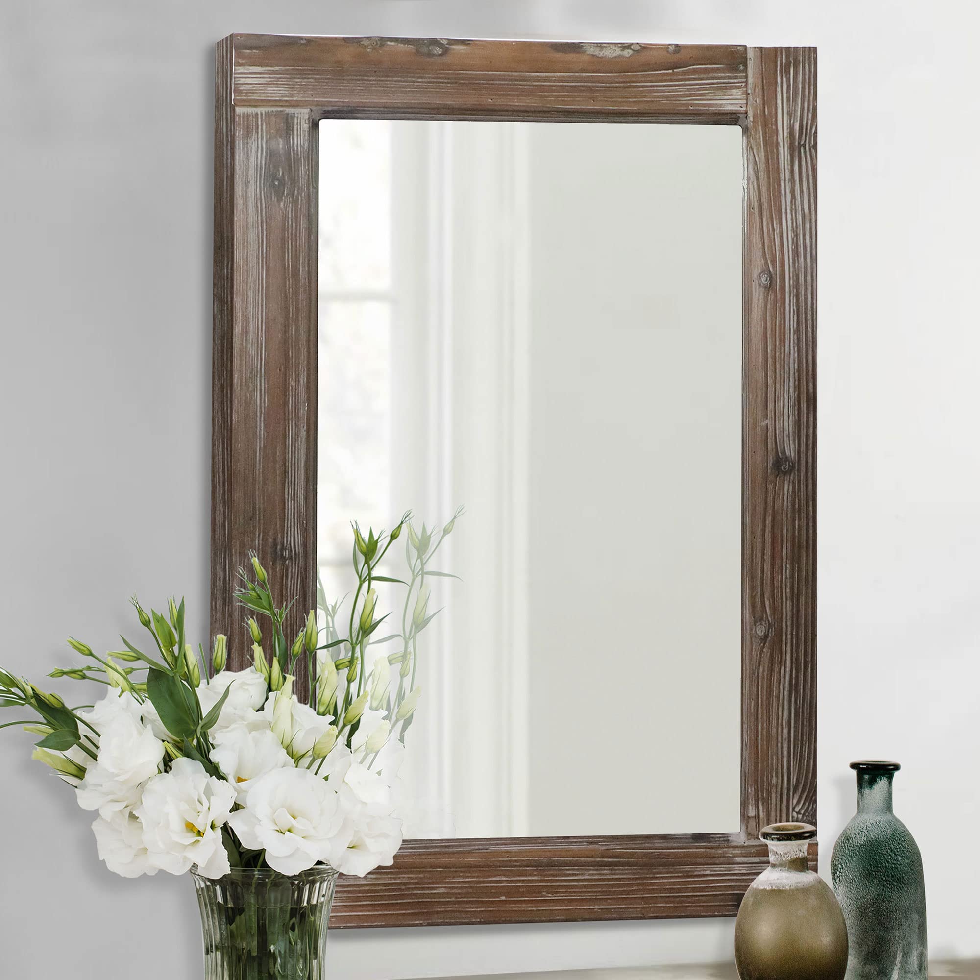 Designs  Dark Wood Farmhouse Wall Mirror