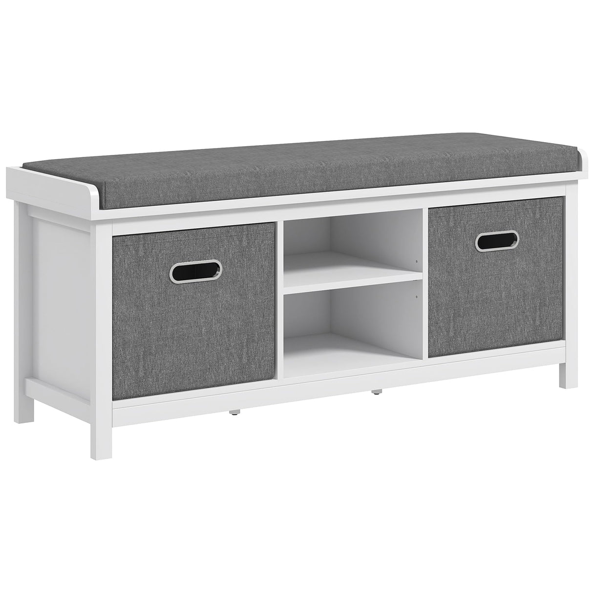 Shoe Bench with Cushion, Storage Bench for Entryway with Padded Seat, 2 Drawers and Adjustable