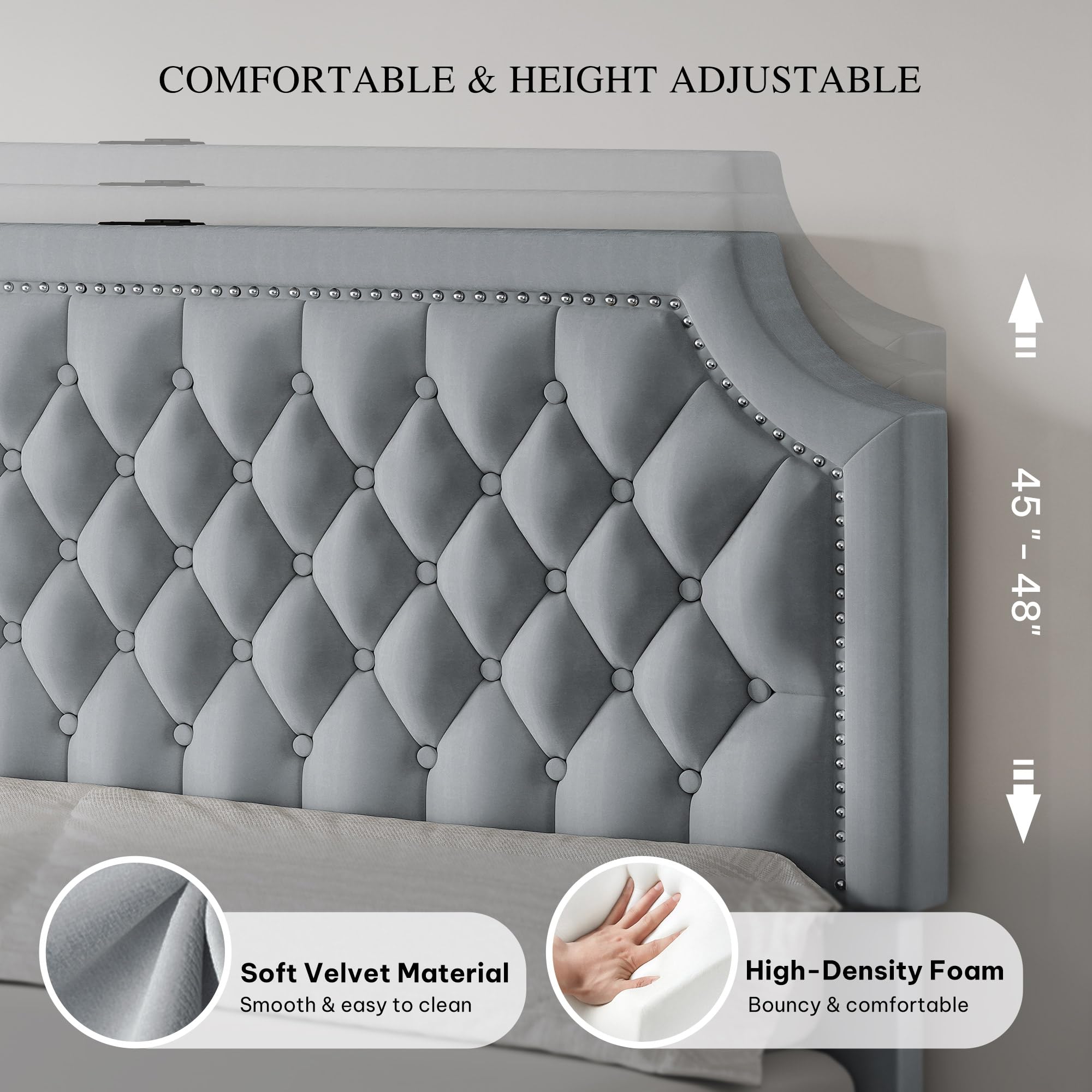 Queen Bed Frame with Storage Drawers and Charging Station