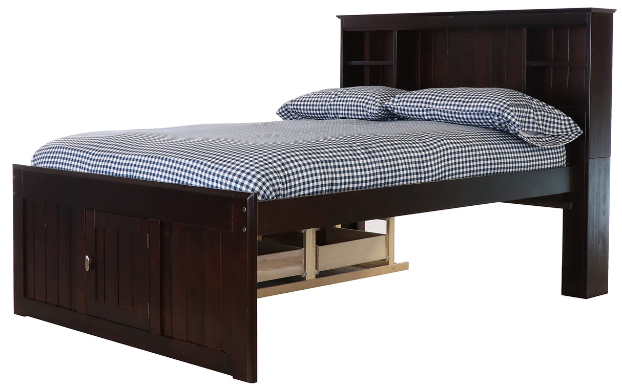 Model 82921K6-22 Full Size Bookcase Bed with Six Drawers in Dark Espresso