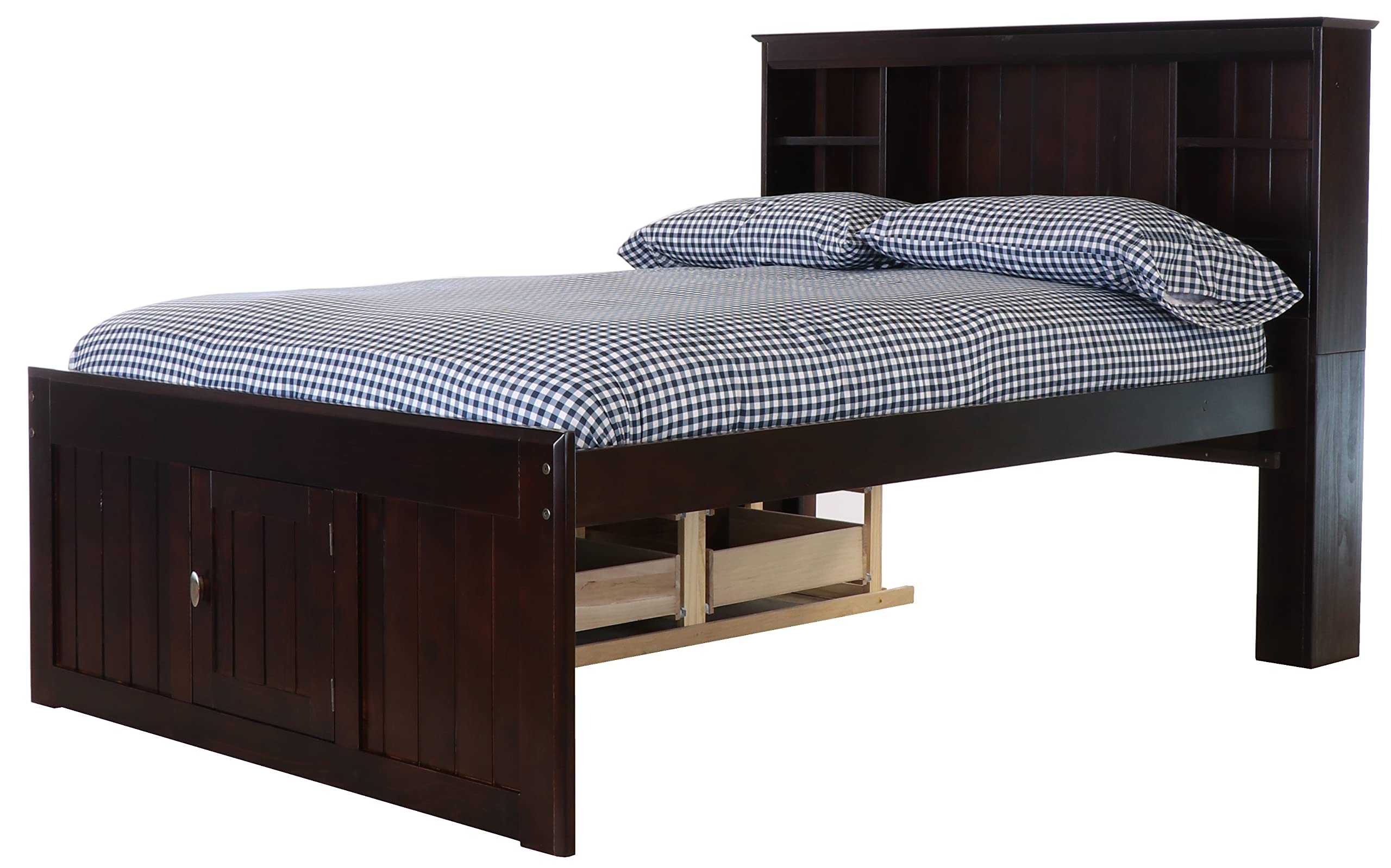 Model 82921K6-22 Full Size Bookcase Bed with Six Drawers in Dark Espresso