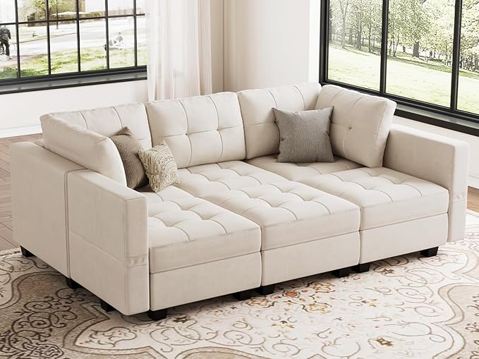 Modular Sectional Sleeper Sofa Couch with Storage Seat Reversible Modular Sofa Couch