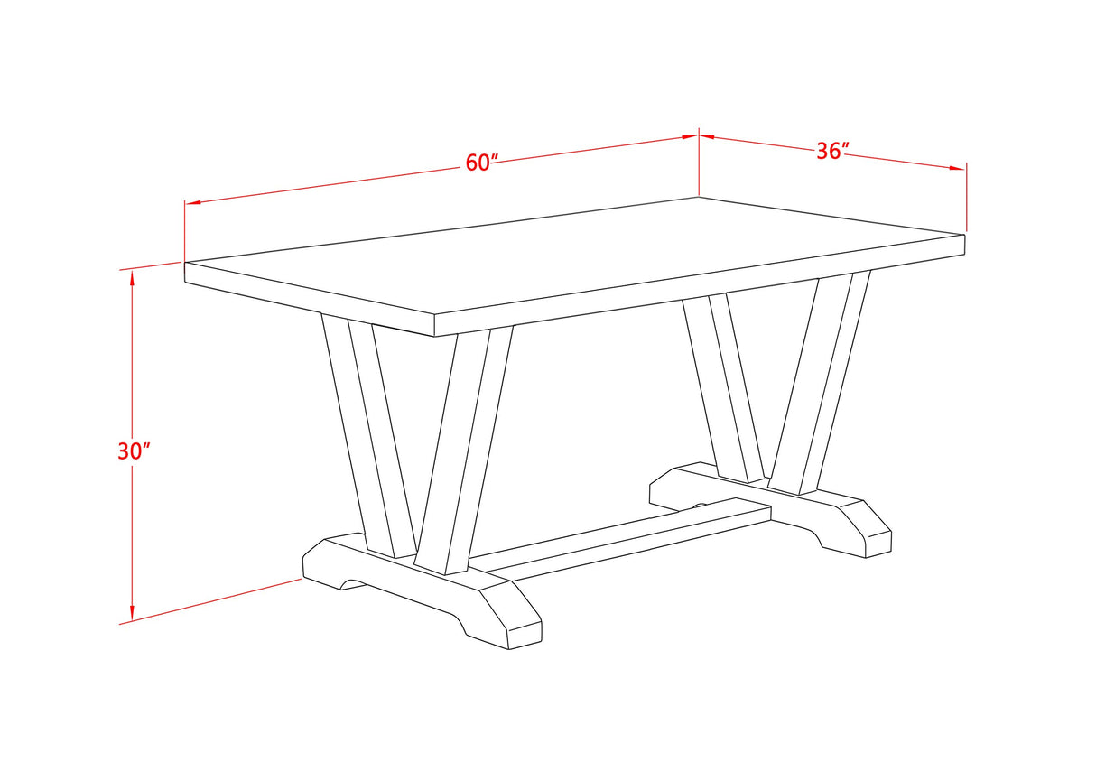 V-Style 7 Piece Room Set Consist of a Rectangle Kitchen Table with V-Legs and 6 Dark