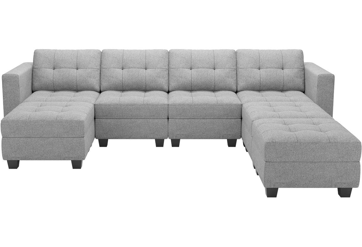 Modular Storage U-Shape Sectional Sofa Couch with Reversible Chaises 7-seat Sofa