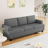 62" Loveseat Couch, Beige Linen Sofa, Modern Deep Seat Sofa for Living Room