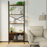 Bookshelf, Industrial Bookshelves and Bookcases, 5 Tier Bookshelves, Wood and Metal