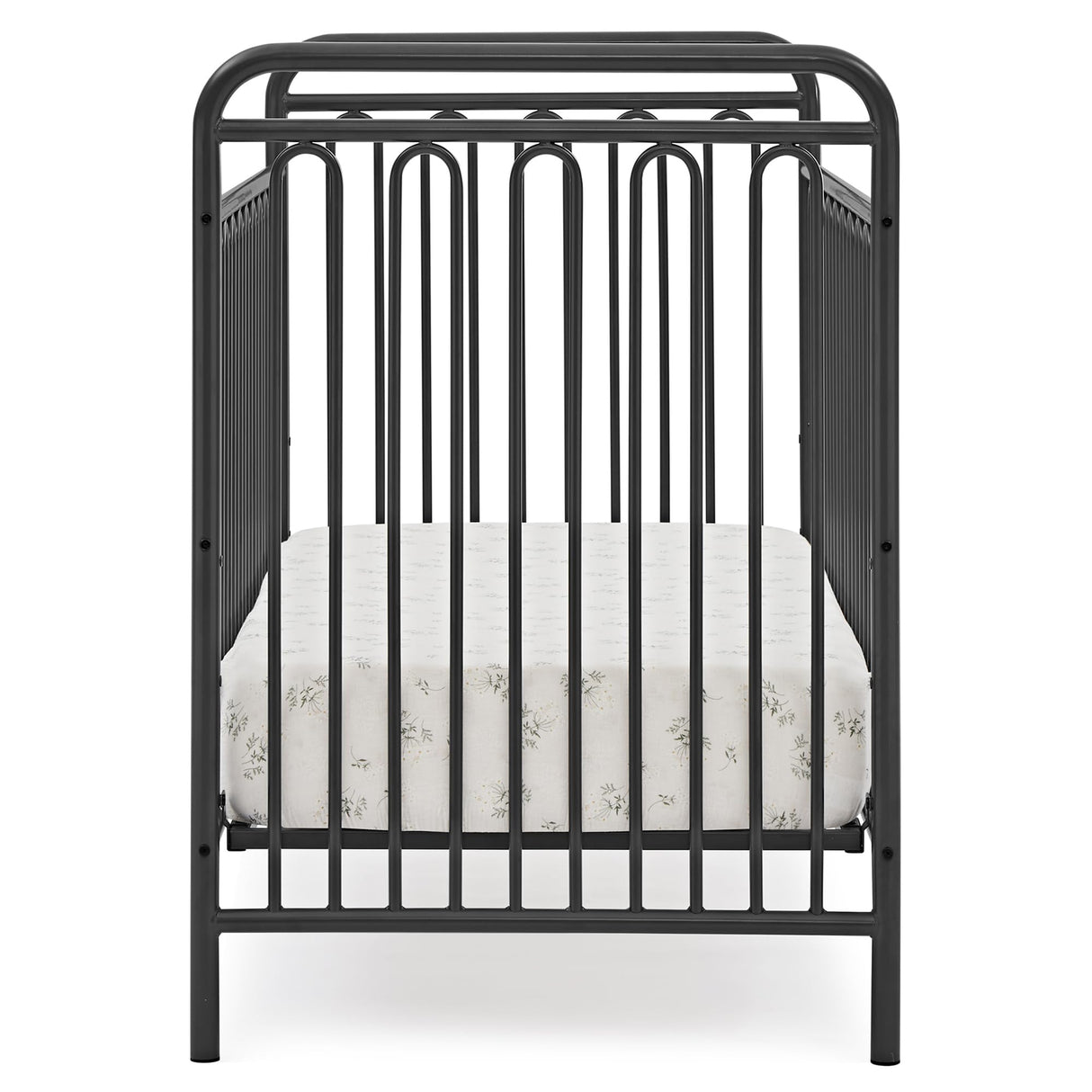 4-in-1 Metal Convertible Crib, Charcoal Grey