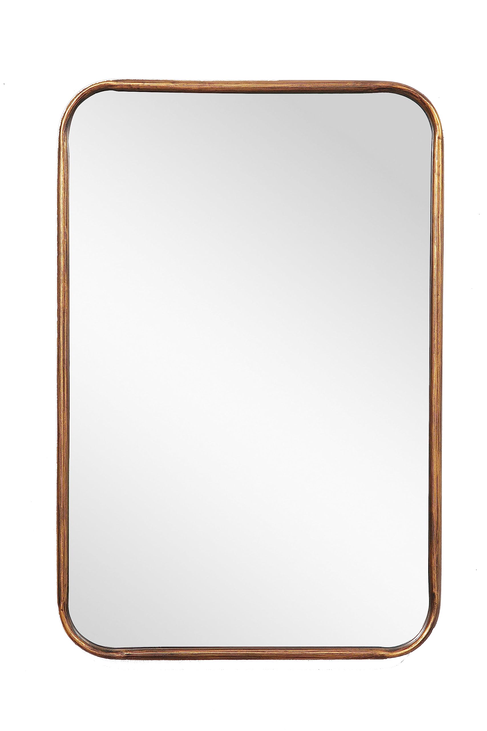 Rectangle Wall Mirror with Rounded Corner Gold Metal Frame Rectangular