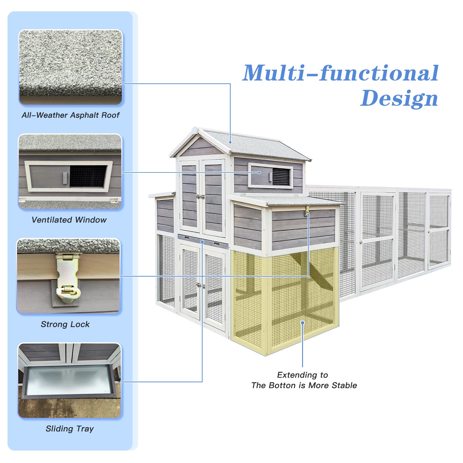 150" Large Chicken Coop for 6-10 Chickens, Outdoor Chicken House